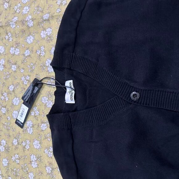 Stone Island Black V-Neck Knit Cardigan - Picture 7 of 8